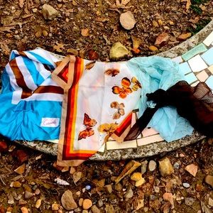 Vintage Scarf Head Wrap Bundle Boujee Butterfly Japan Italy Cianelli Boho Pinup